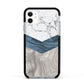 Marble Wood Geometric 8 Apple iPhone 11 in White with Black Impact Case