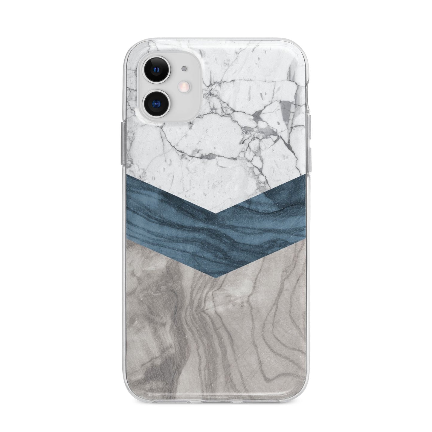 Marble Wood Geometric 8 Apple iPhone 11 in White with Bumper Case