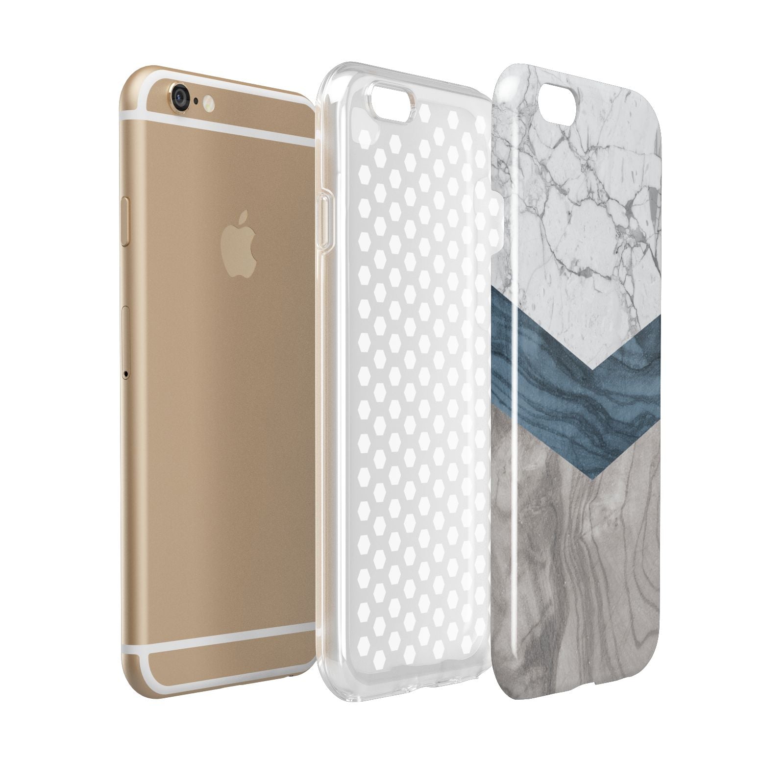 Marble Wood Geometric 8 Apple iPhone 6 3D Tough Case Expanded view