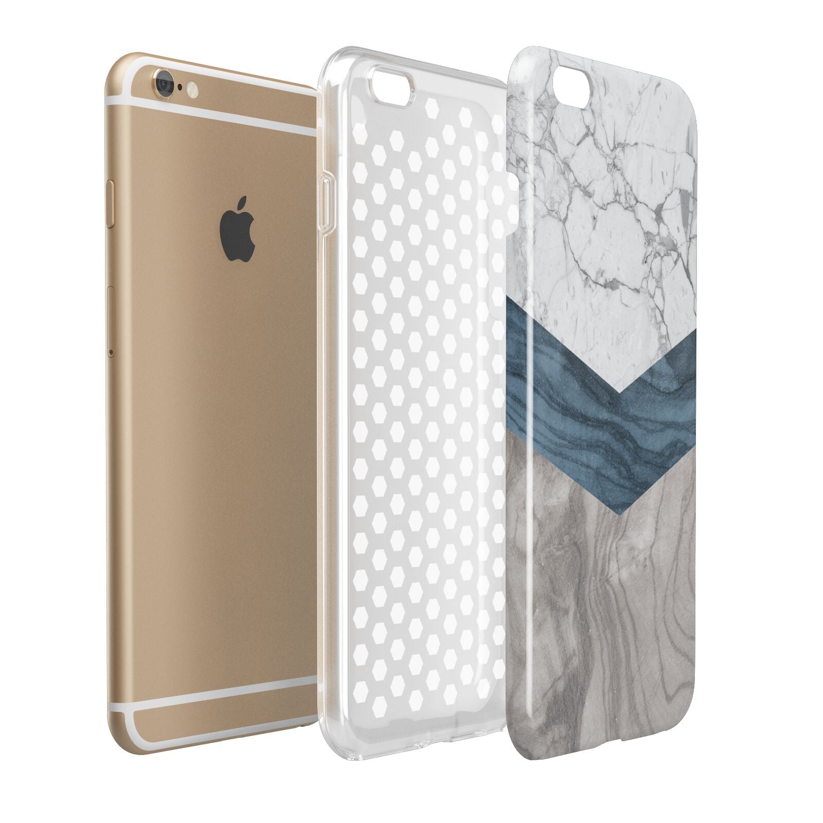 Marble Wood Geometric 8 Apple iPhone 6 Plus 3D Tough Case Expand Detail Image