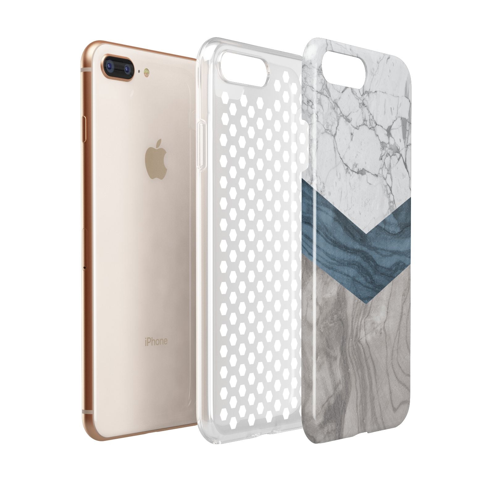 Marble Wood Geometric 8 Apple iPhone 7 8 Plus 3D Tough Case Expanded View