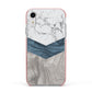 Marble Wood Geometric 8 Apple iPhone XR Impact Case Pink Edge on Silver Phone