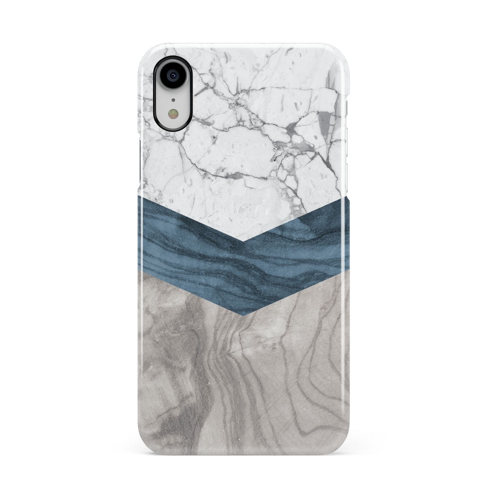 Marble Wood Geometric 8 Apple iPhone XR White 3D Snap Case