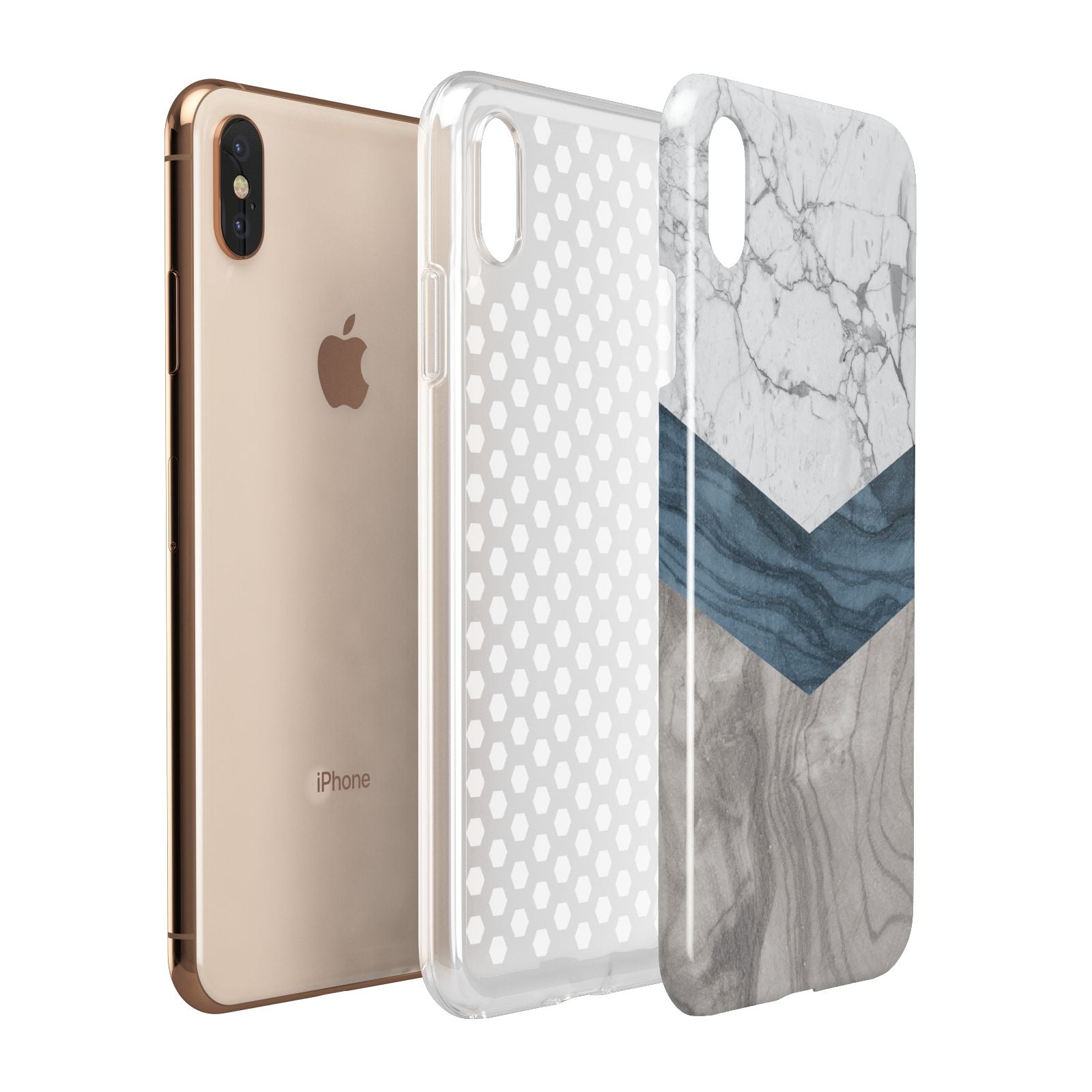 Marble Wood Geometric 8 Apple iPhone Xs Max 3D Tough Case Expanded View