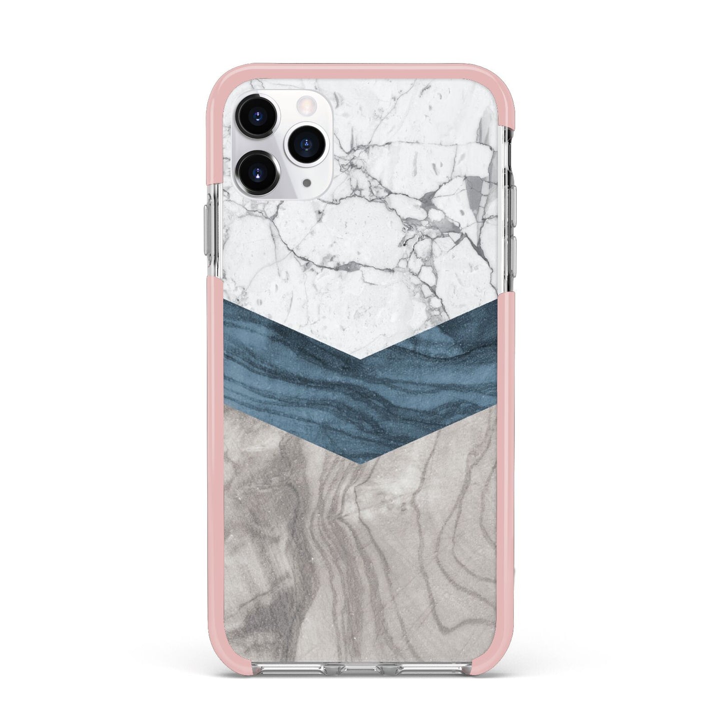 Marble Wood Geometric 8 iPhone 11 Pro Max Impact Pink Edge Case