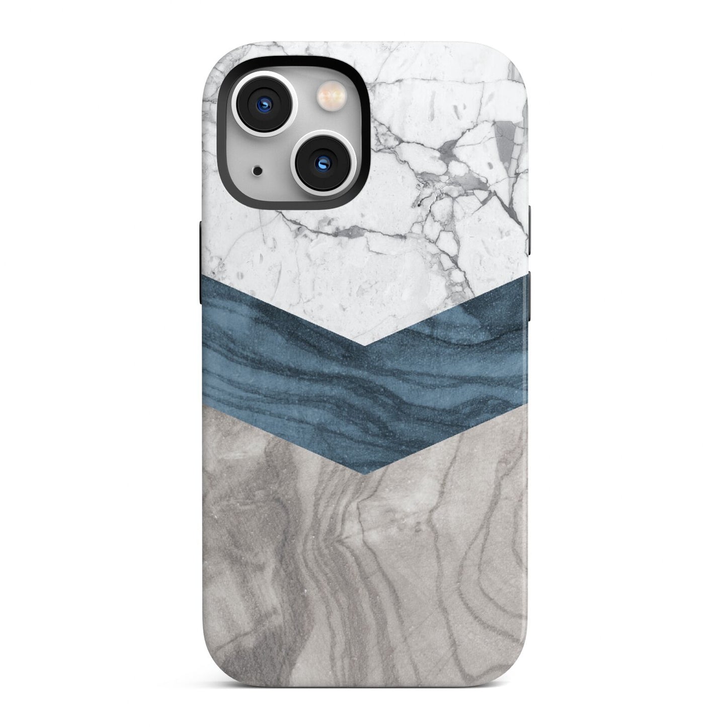 Marble Wood Geometric 8 iPhone 13 Mini Full Wrap 3D Tough Case