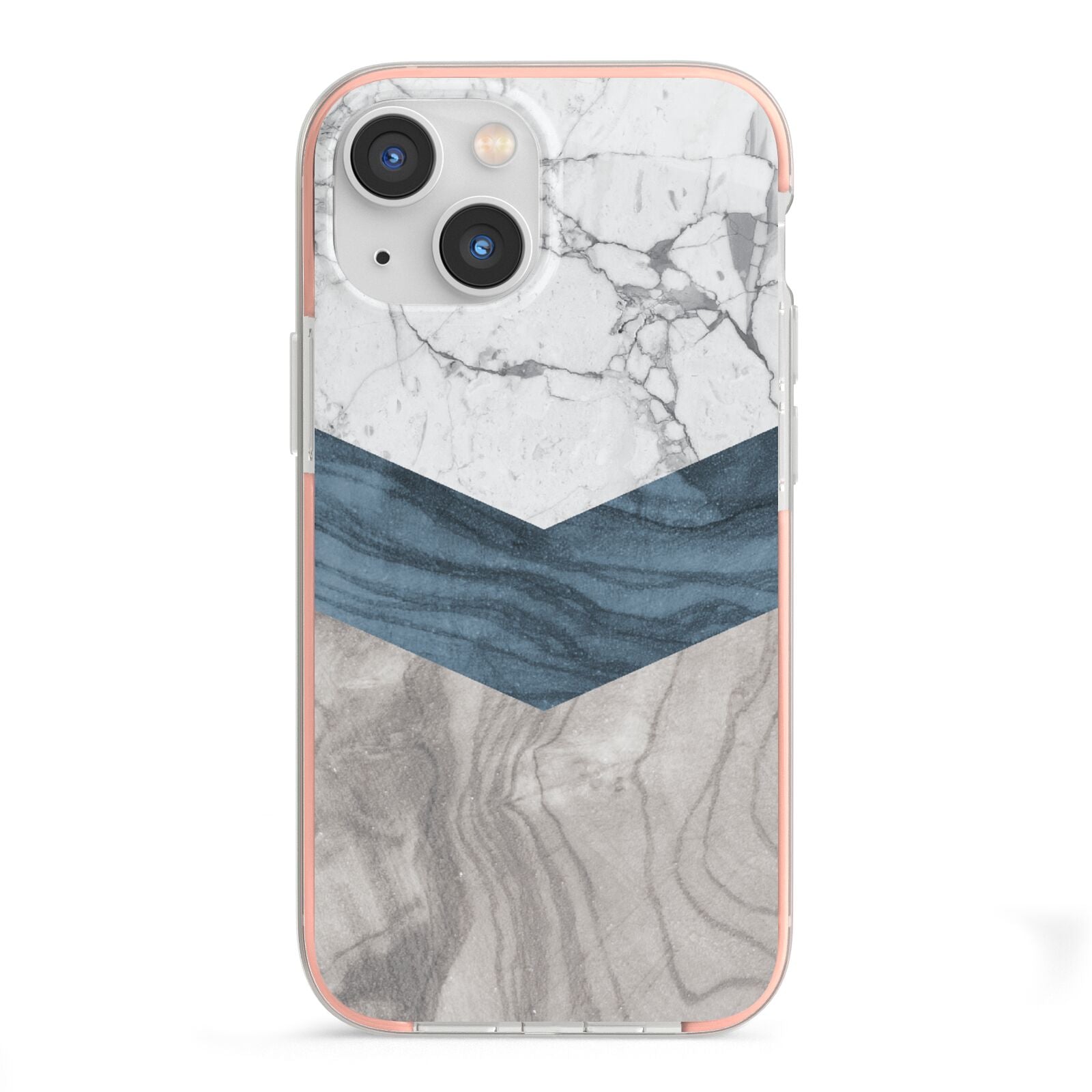 Marble Wood Geometric 8 iPhone 13 Mini TPU Impact Case with Pink Edges