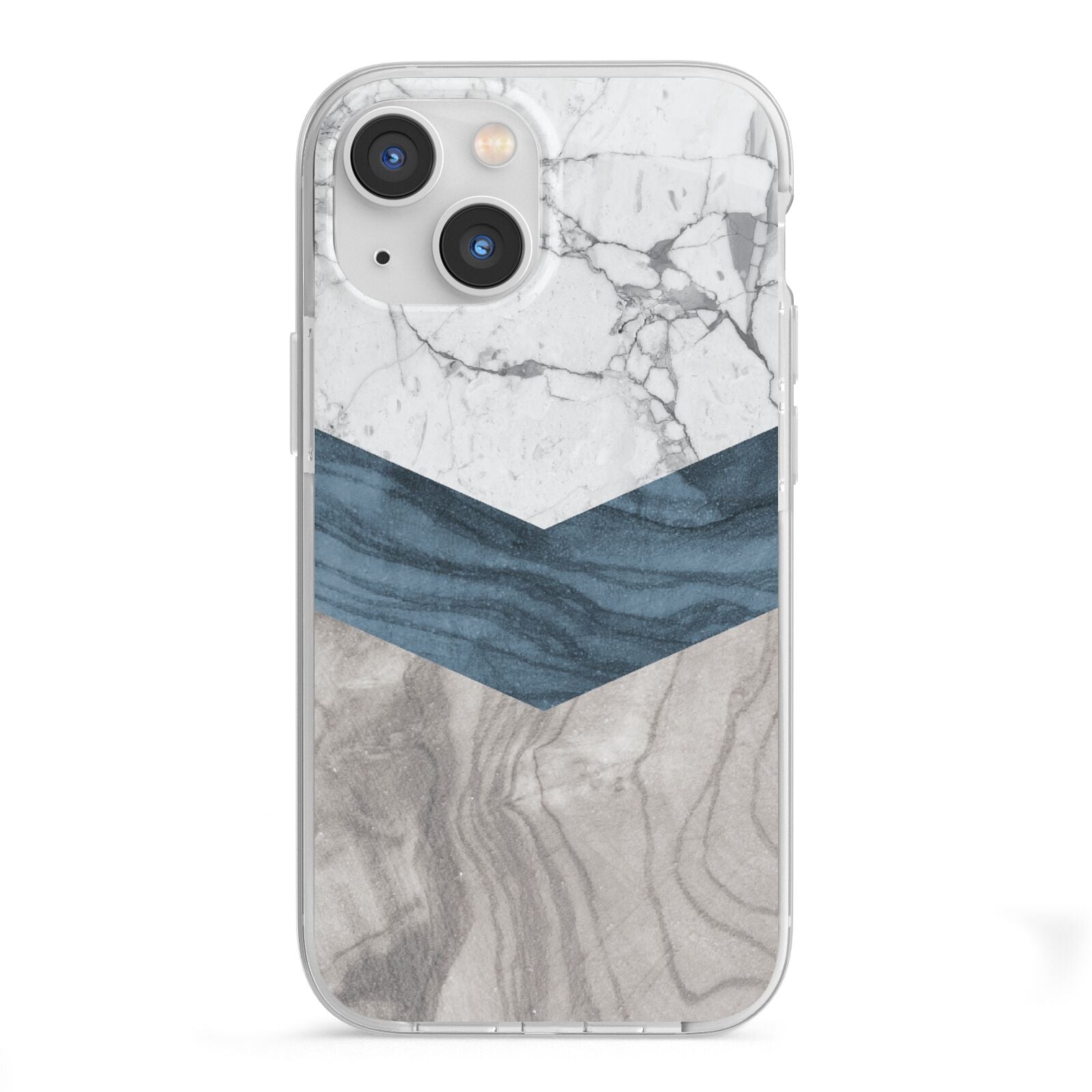 Marble Wood Geometric 8 iPhone 13 Mini TPU Impact Case with White Edges