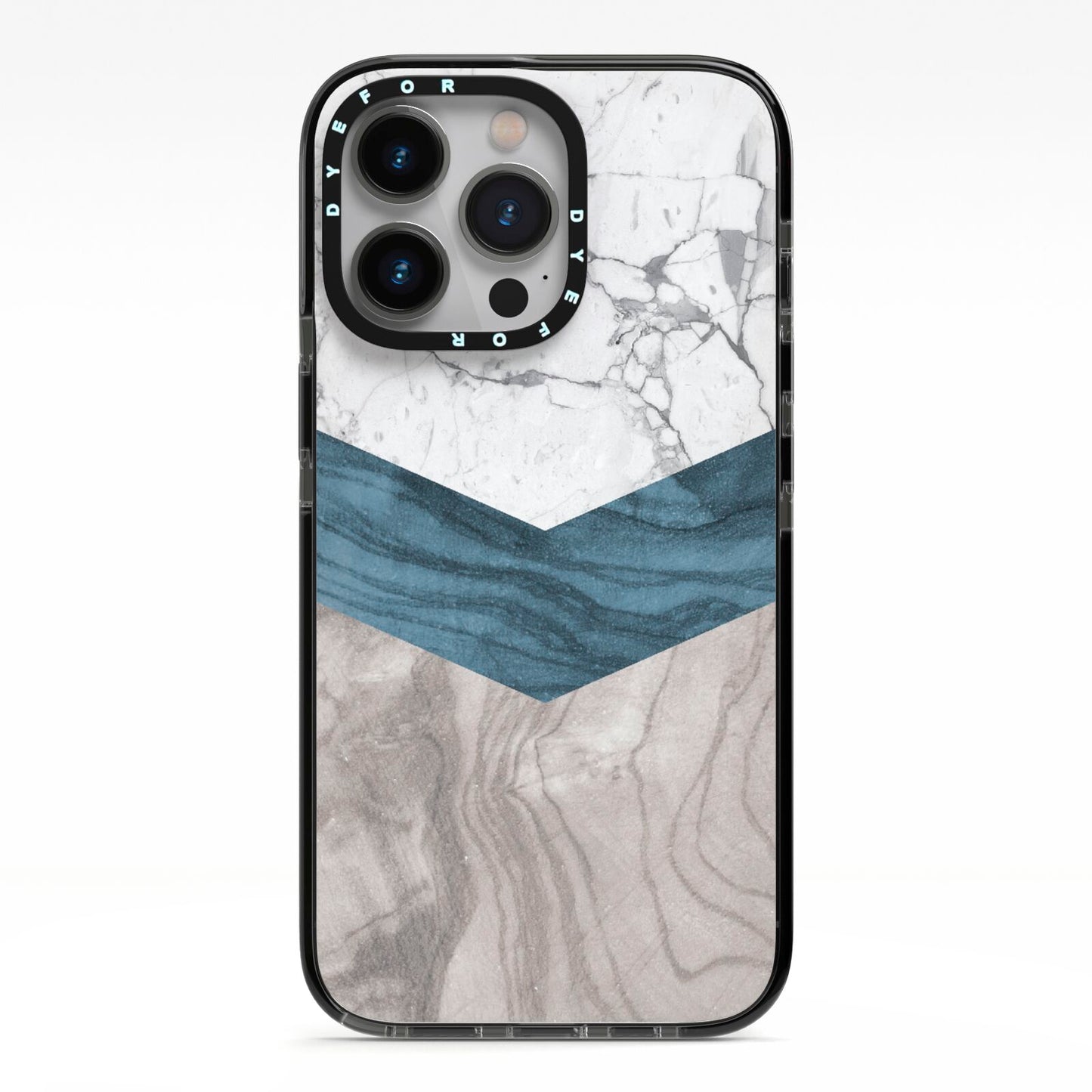 Marble Wood Geometric 8 iPhone 13 Pro Black Impact Case on Silver phone