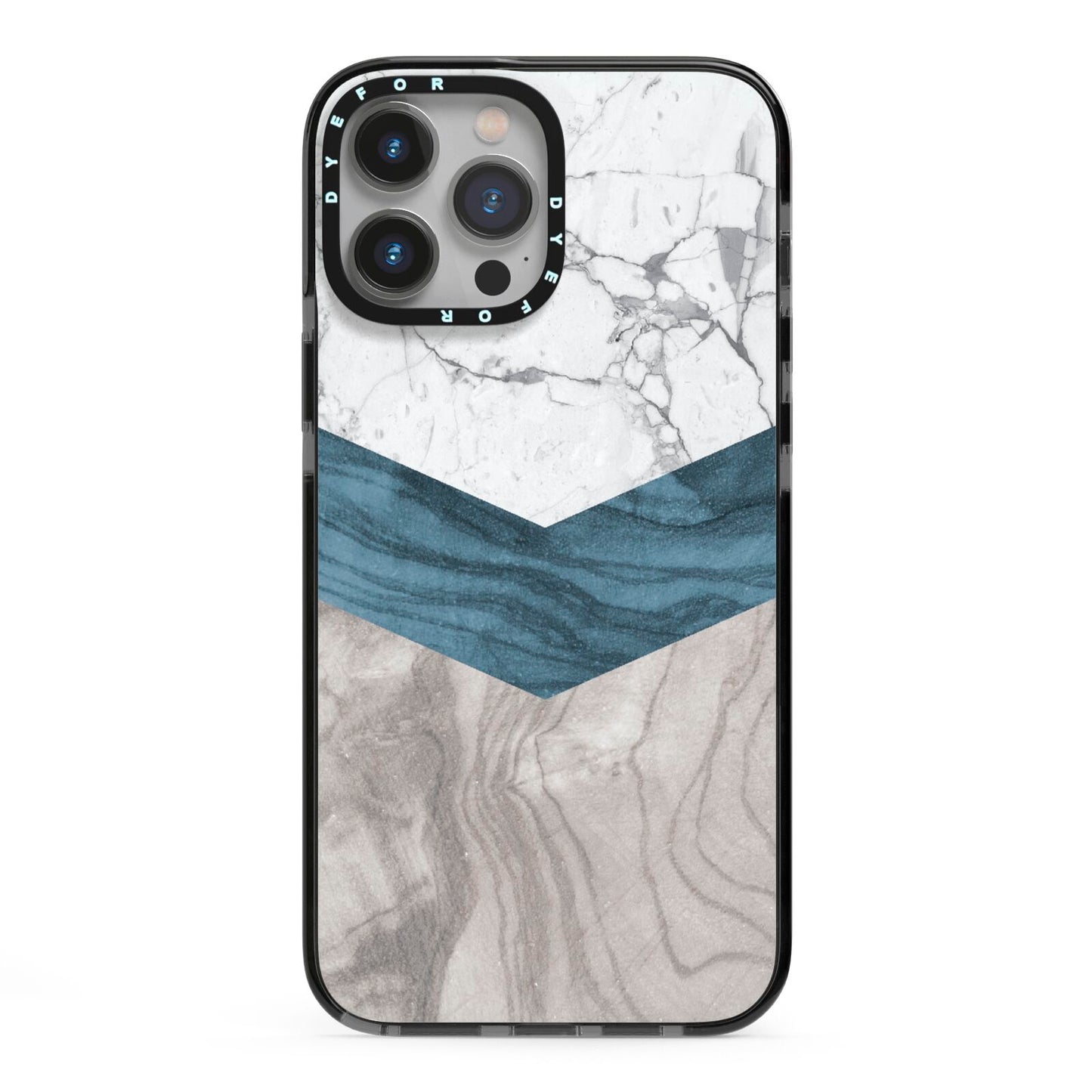 Marble Wood Geometric 8 iPhone 13 Pro Max Black Impact Case on Silver phone