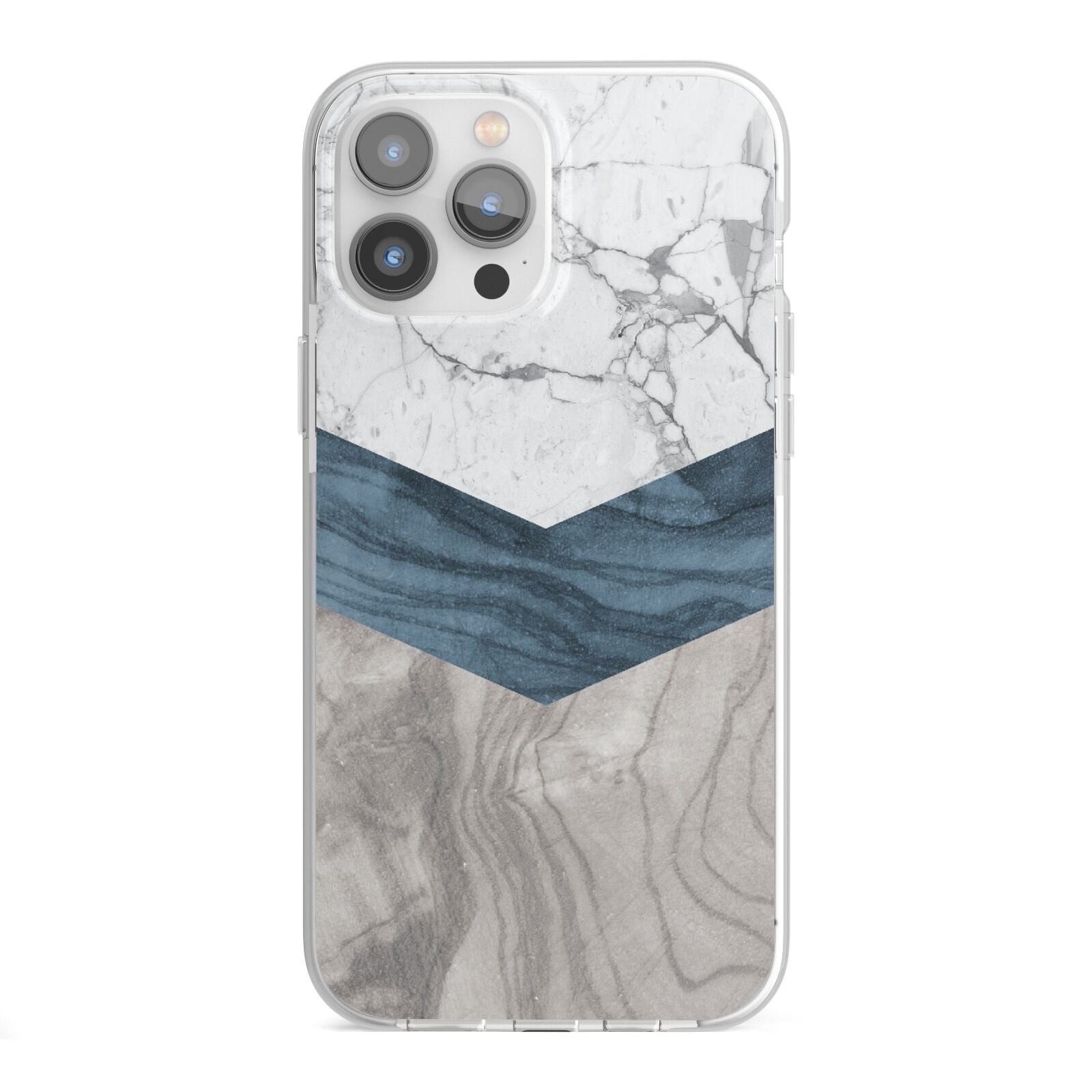 Marble Wood Geometric 8 iPhone 13 Pro Max TPU Impact Case with White Edges