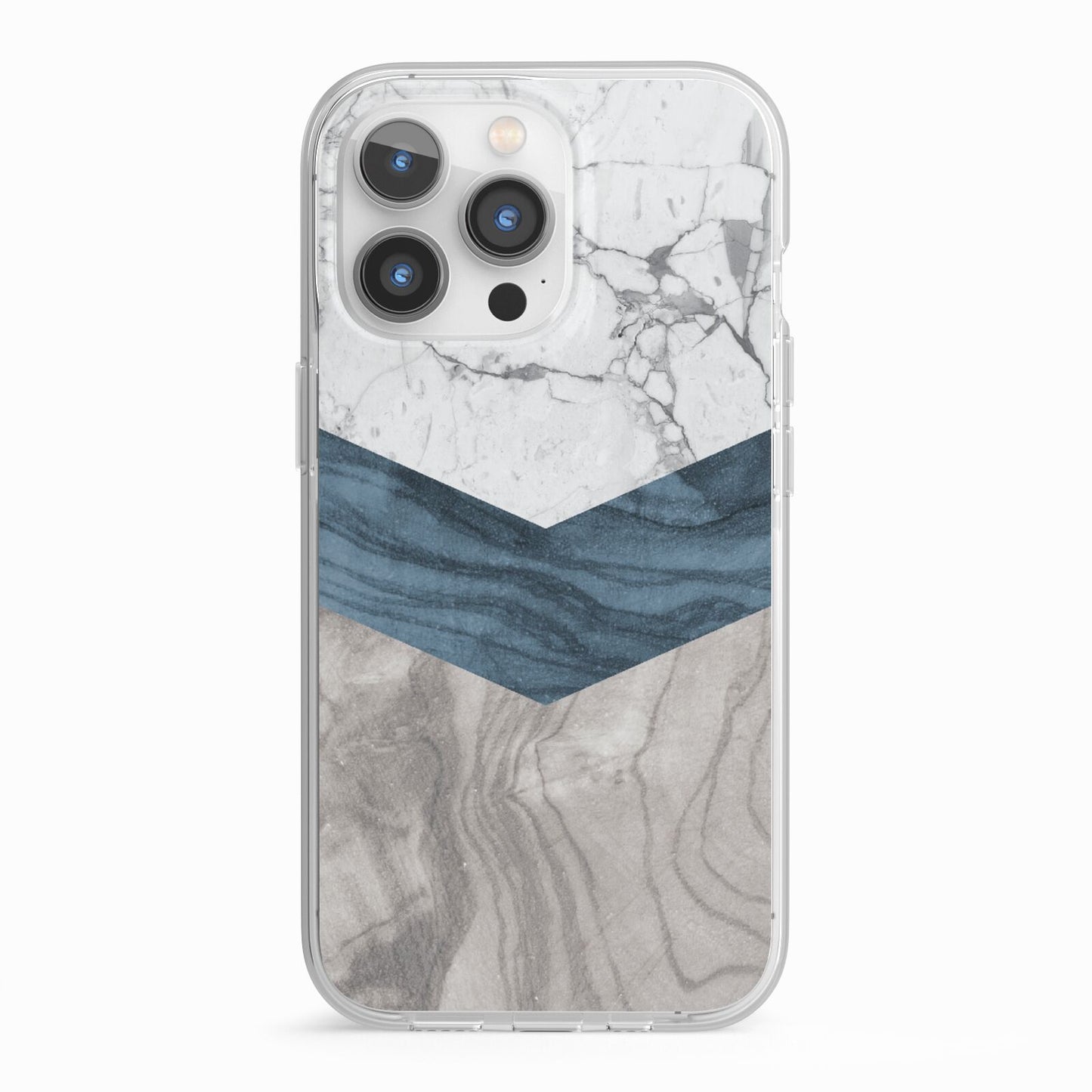Marble Wood Geometric 8 iPhone 13 Pro TPU Impact Case with White Edges