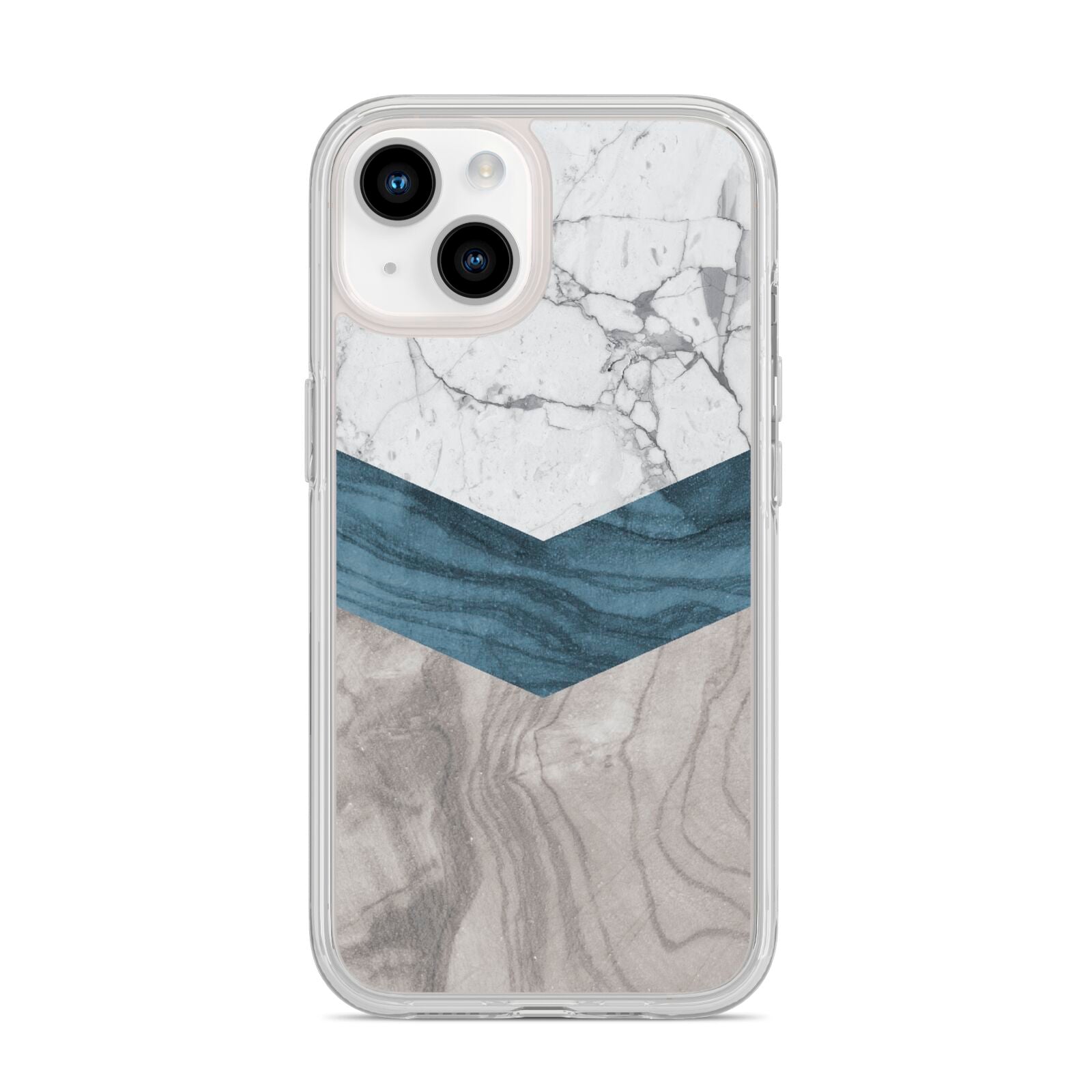 Marble Wood Geometric 8 iPhone 14 Clear Tough Case Starlight
