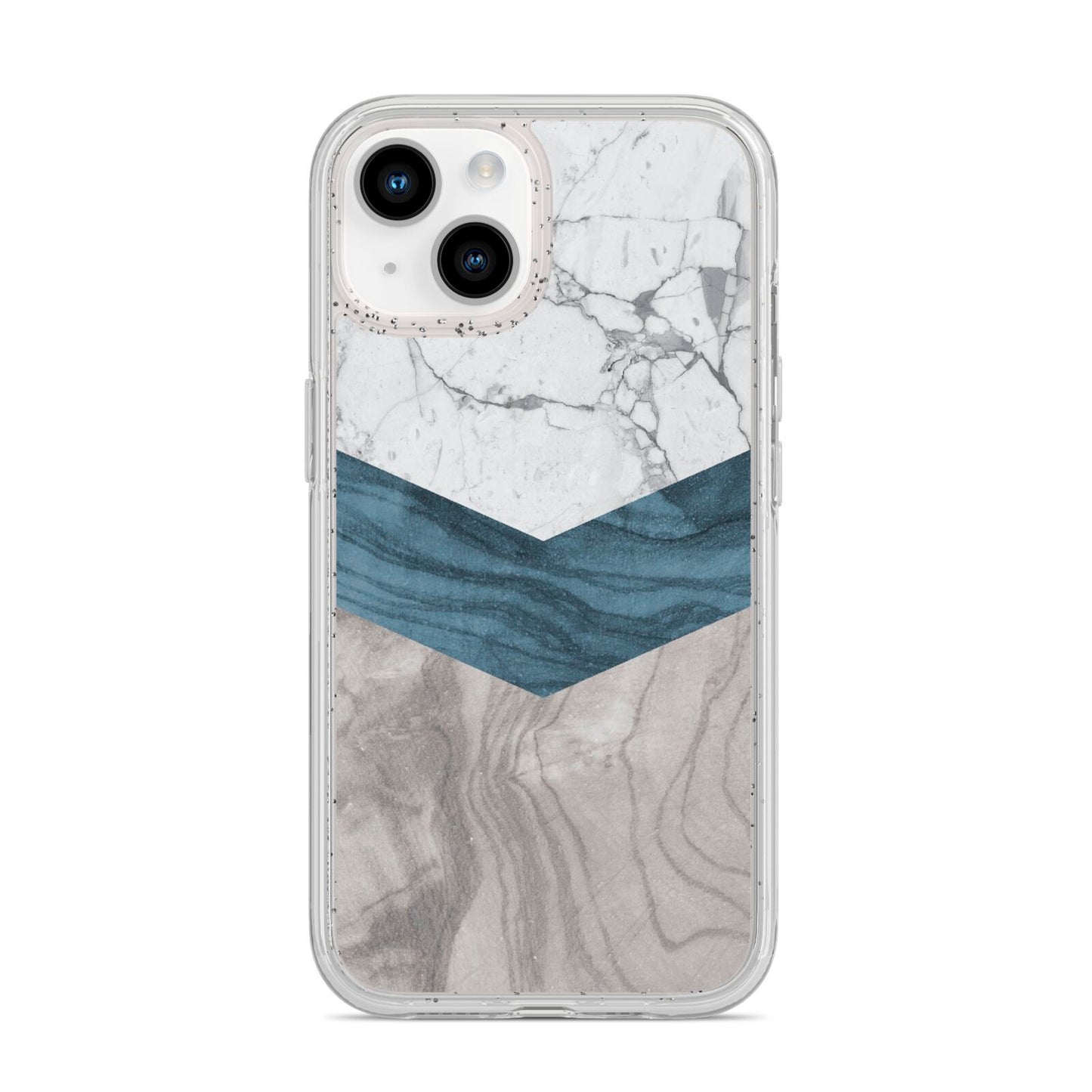 Marble Wood Geometric 8 iPhone 14 Glitter Tough Case Starlight