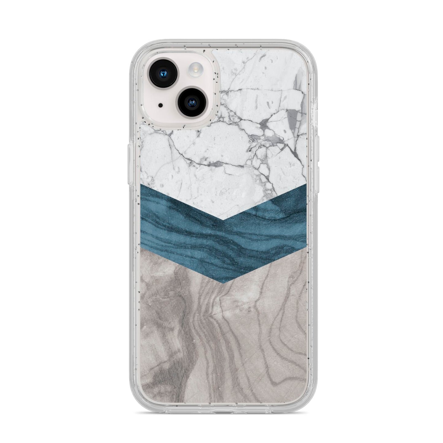 Marble Wood Geometric 8 iPhone 14 Plus Glitter Tough Case Starlight