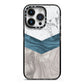 Marble Wood Geometric 8 iPhone 14 Pro Black Impact Case on Silver phone