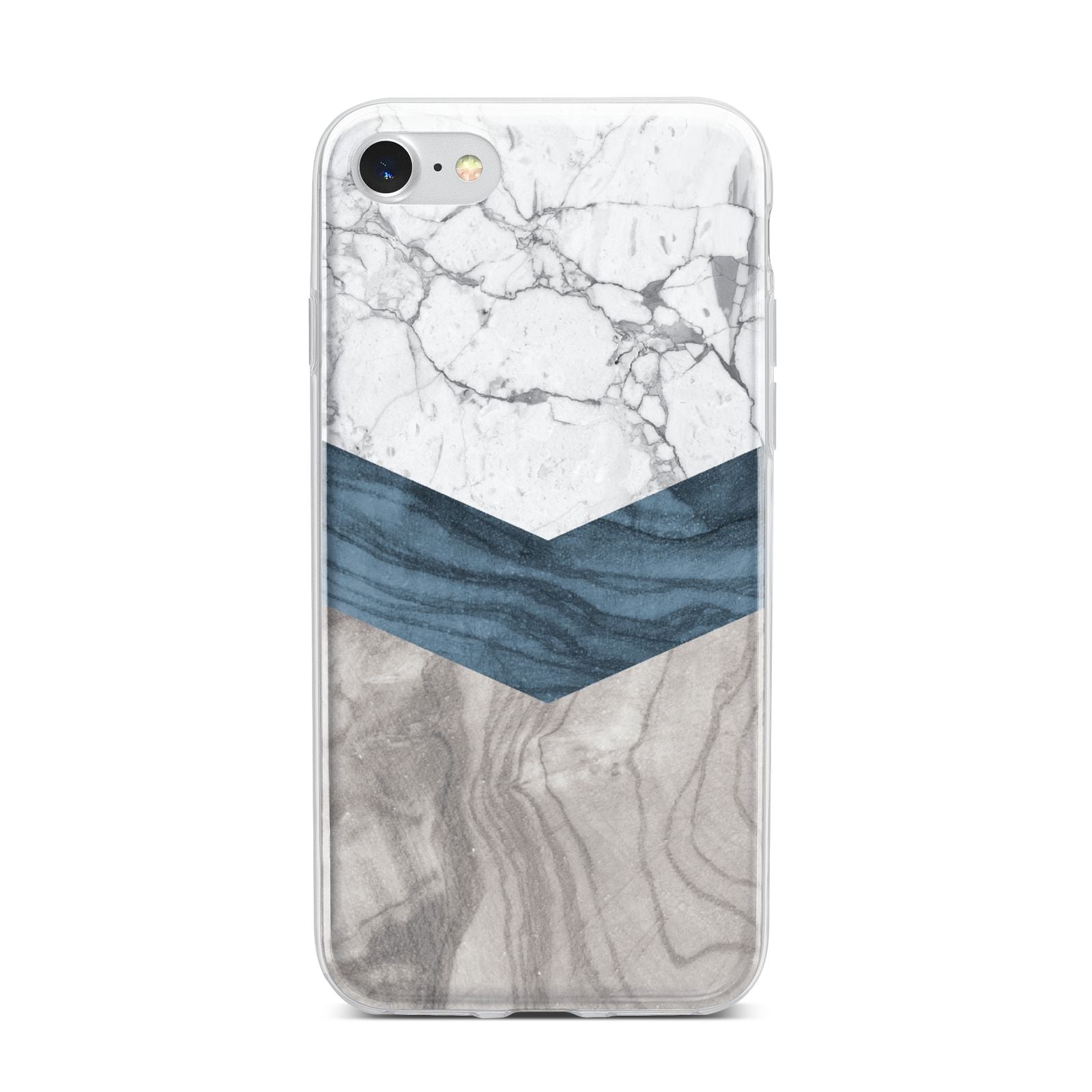Marble Wood Geometric 8 iPhone 7 Bumper Case on Silver iPhone