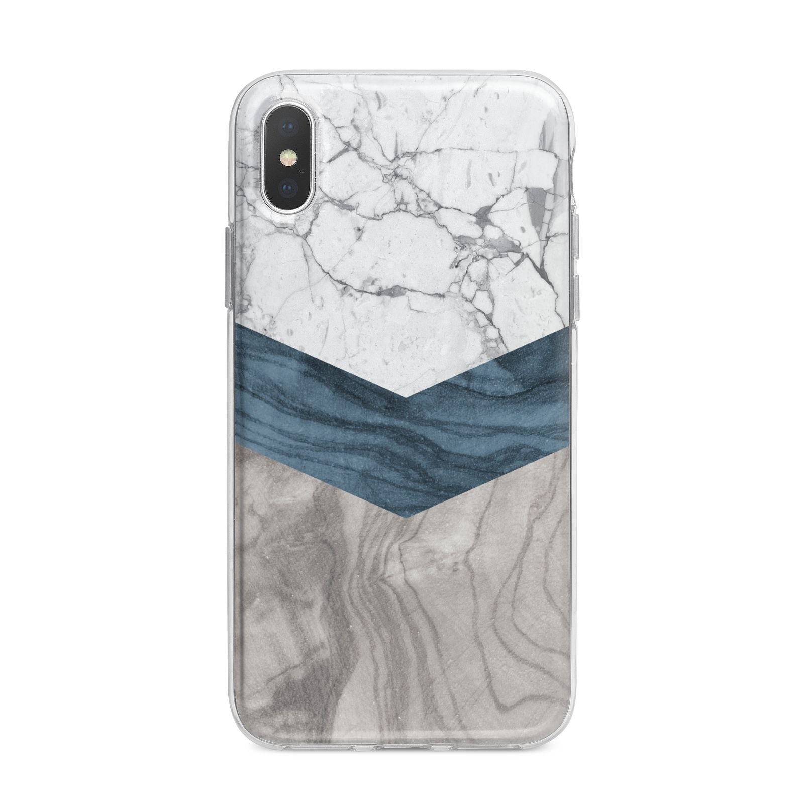 Marble Wood Geometric 8 iPhone X Bumper Case on Silver iPhone Alternative Image 1