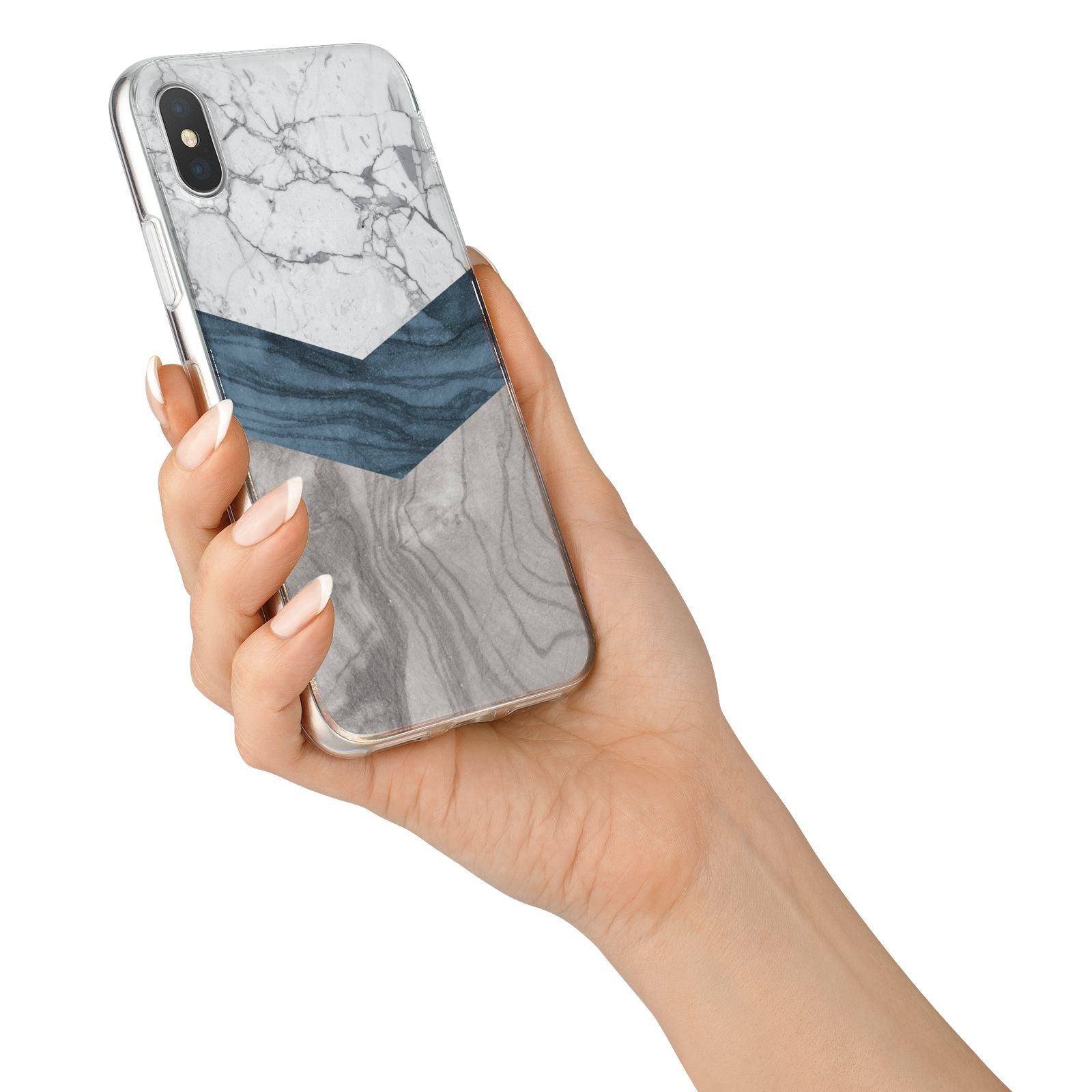 Marble Wood Geometric 8 iPhone X Bumper Case on Silver iPhone Alternative Image 2