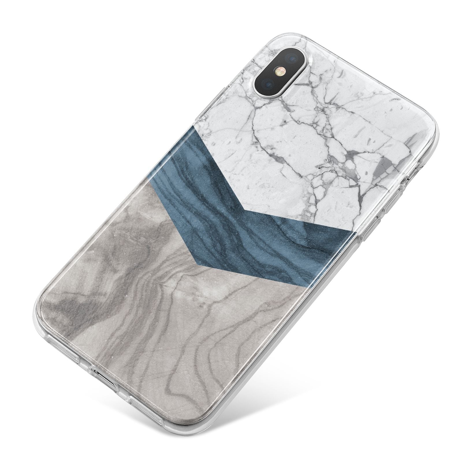 Marble Wood Geometric 8 iPhone X Bumper Case on Silver iPhone