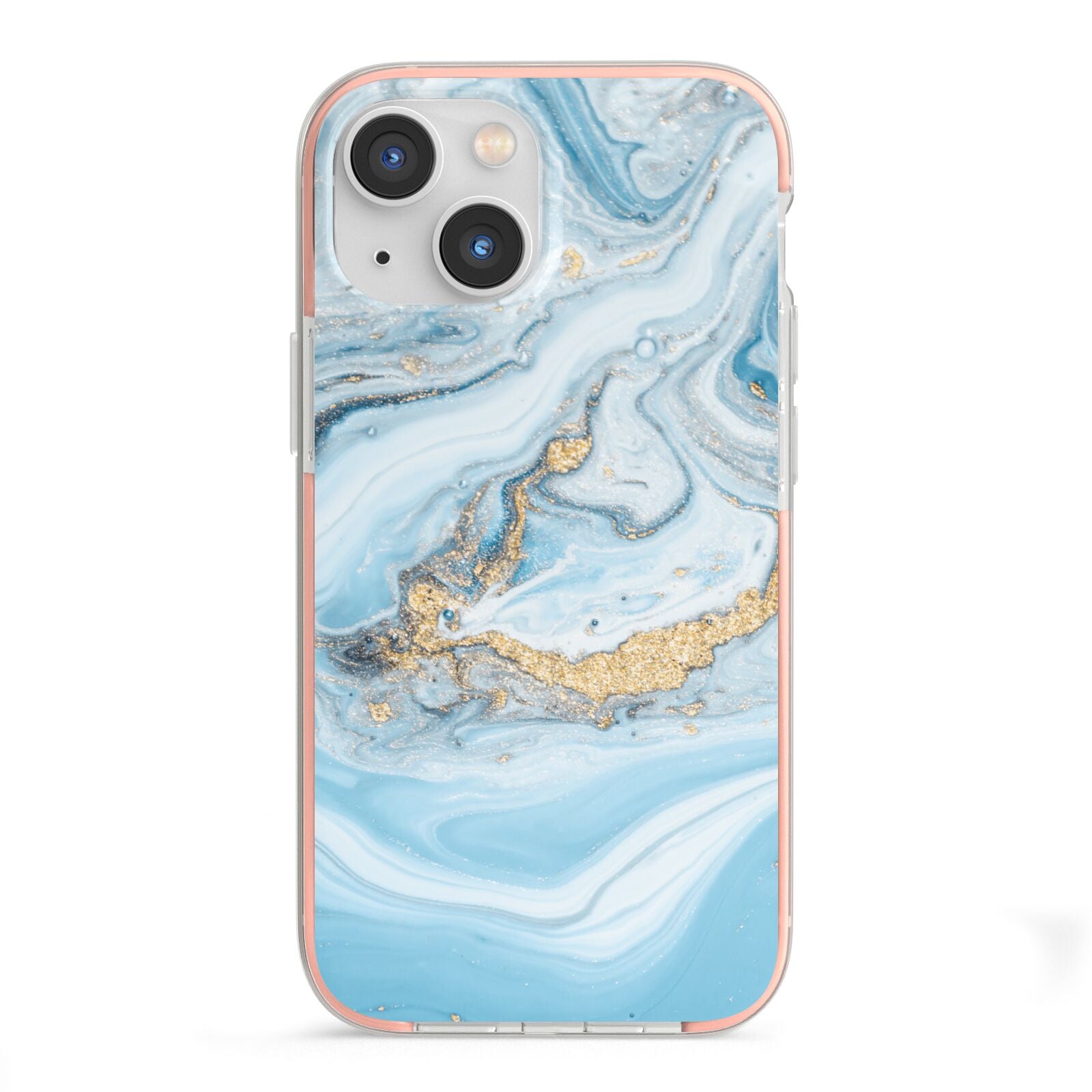 Marble iPhone 13 Mini TPU Impact Case with Pink Edges