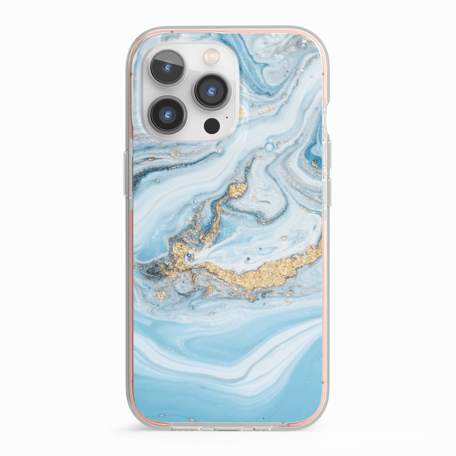 Marble iPhone 13 Pro TPU Impact Case with Pink Edges