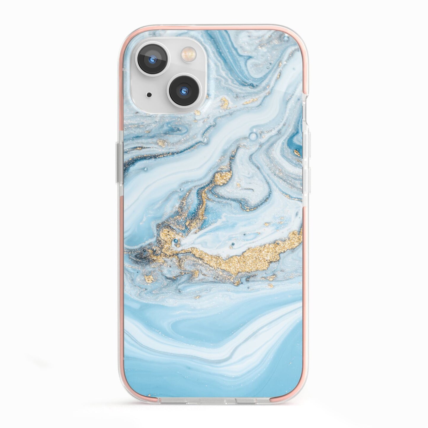 Marble iPhone 13 TPU Impact Case with Pink Edges