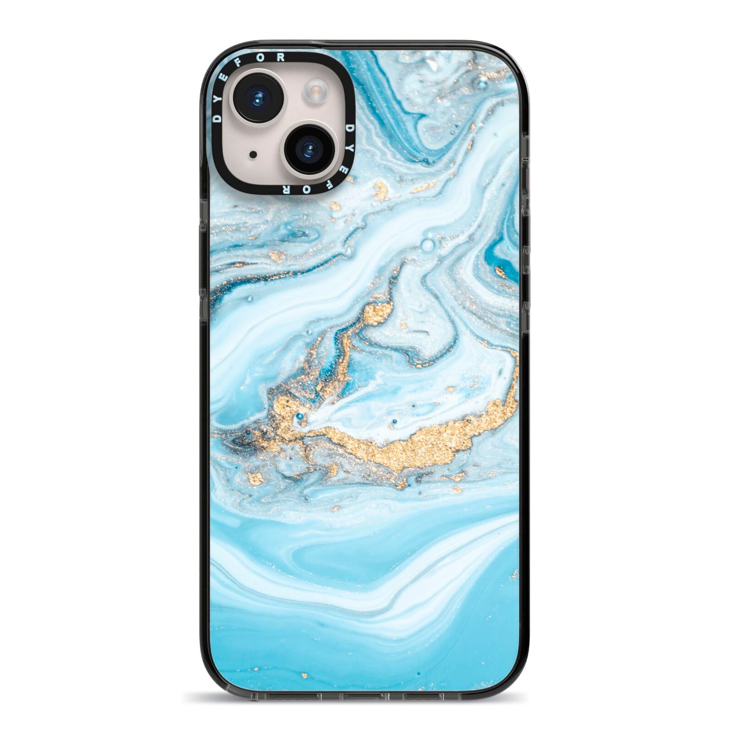 Marble iPhone 14 Plus Black Impact Case on Silver phone