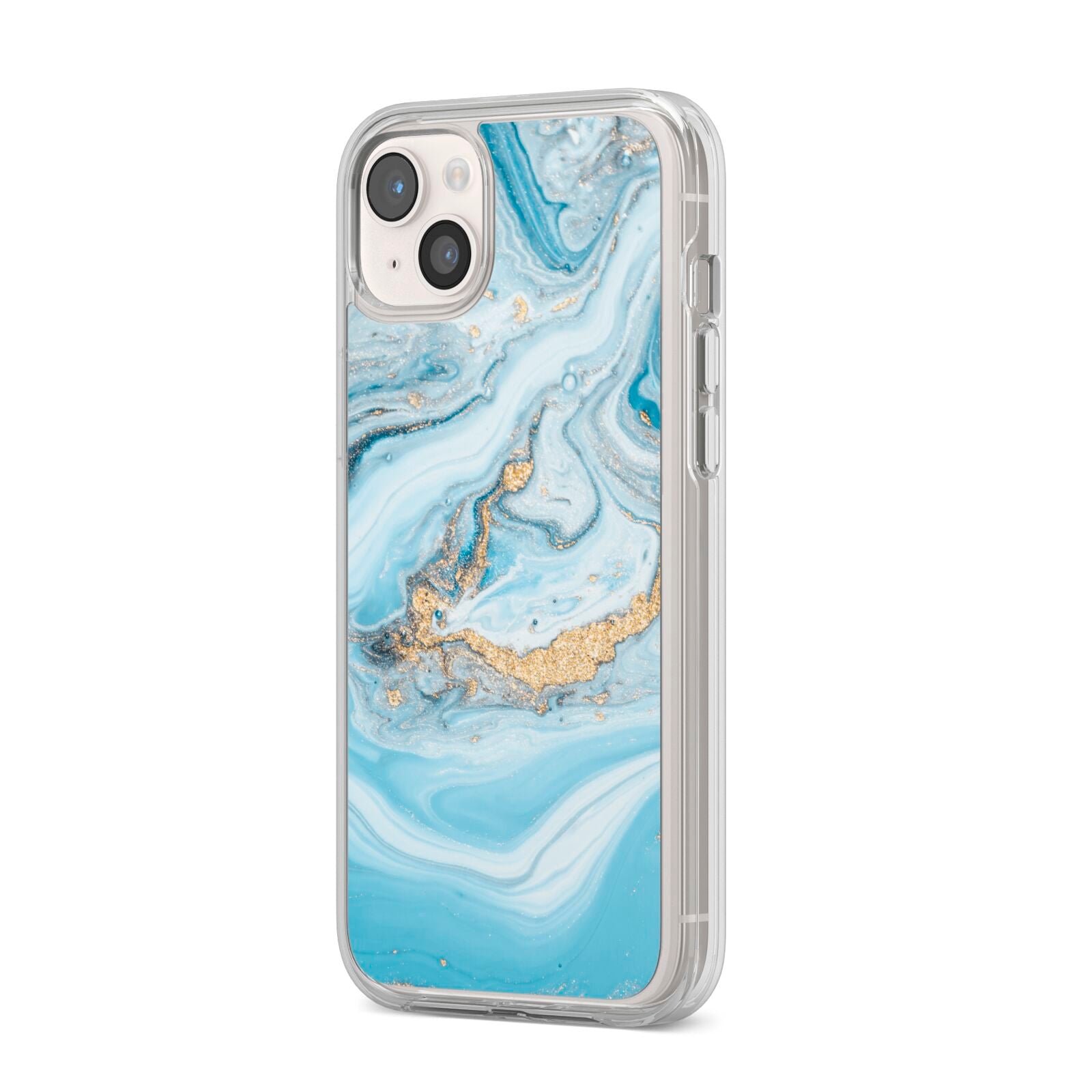 Marble iPhone 14 Plus Clear Tough Case Starlight Angled Image