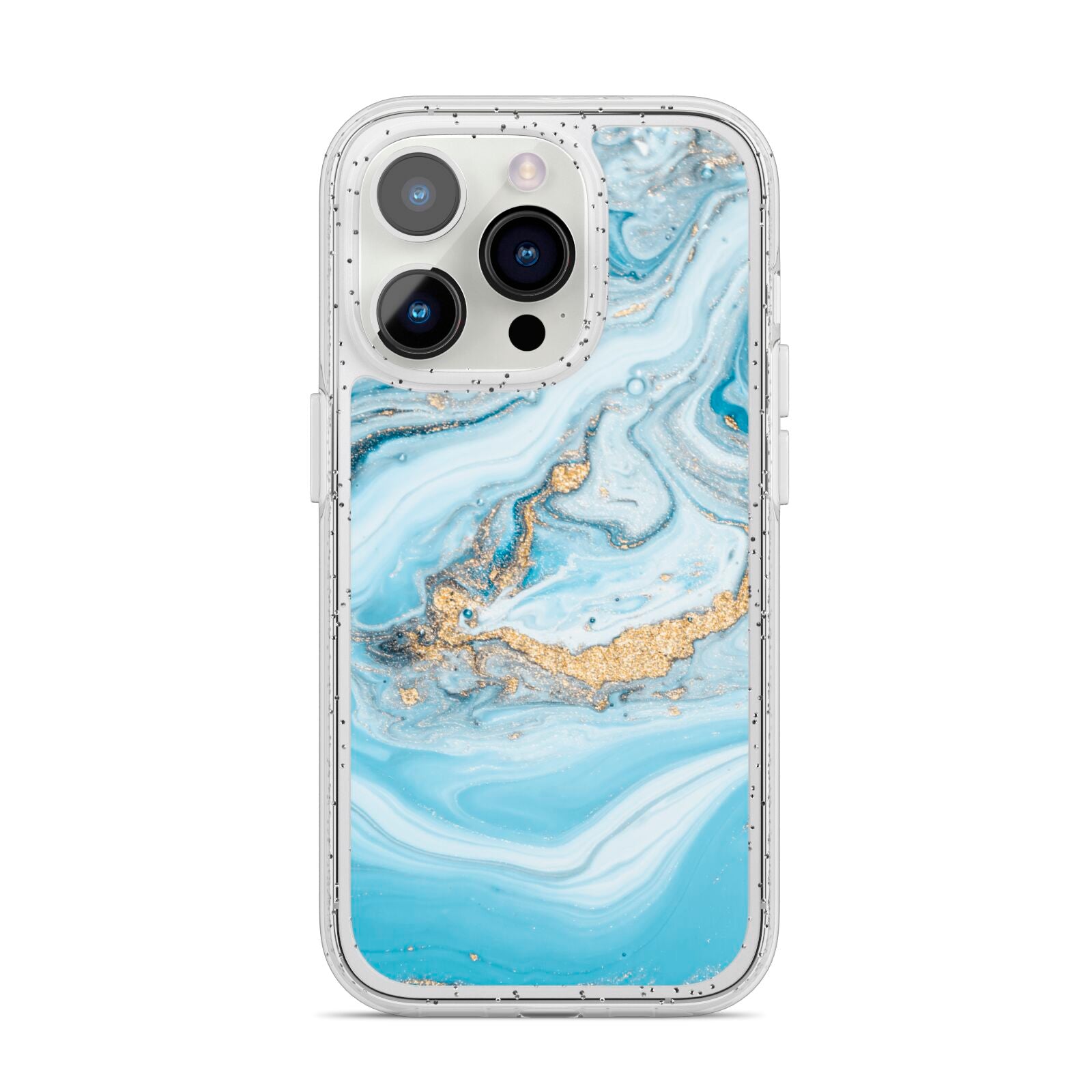 Marble iPhone 14 Pro Glitter Tough Case Silver