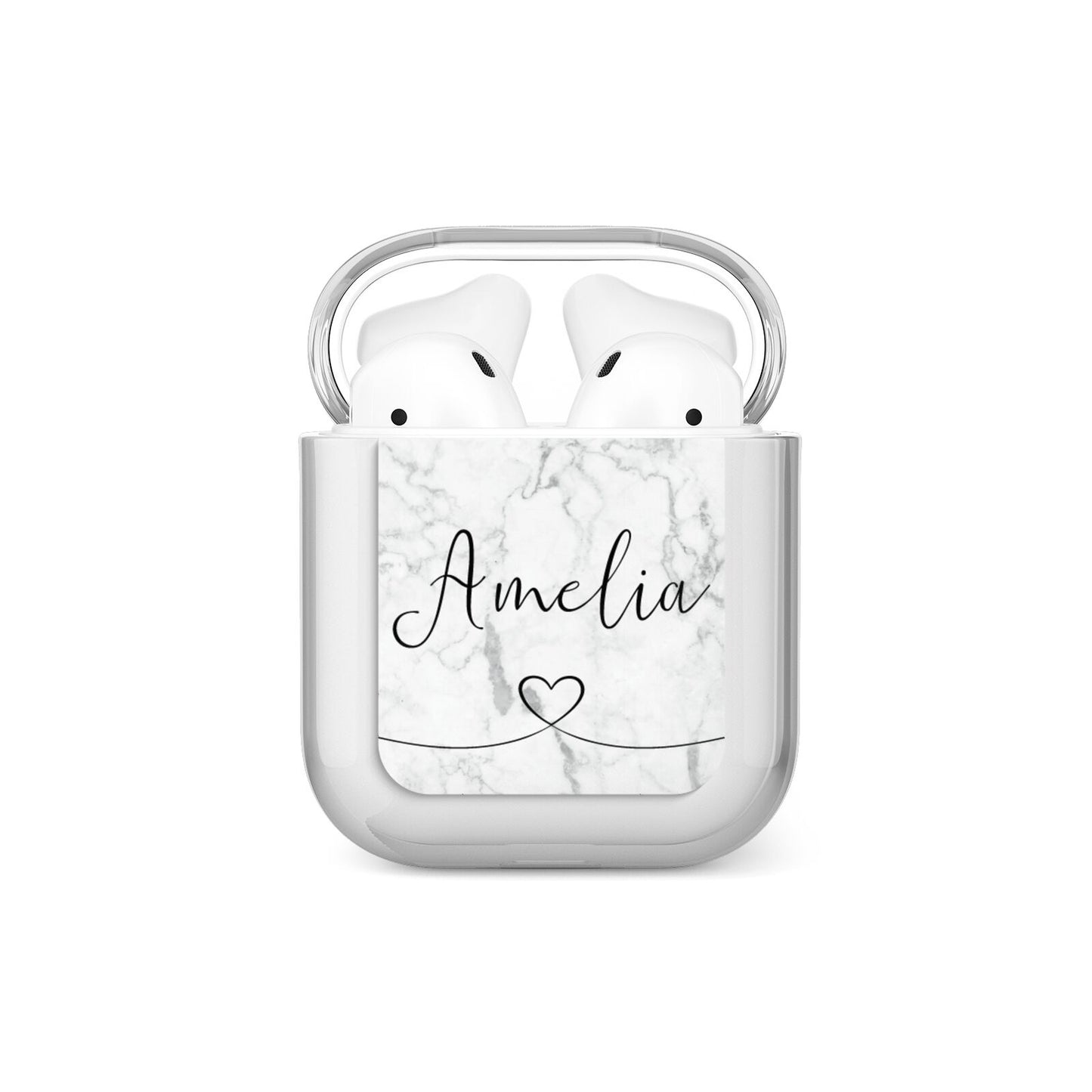 Marble with Custom Name AirPods Case