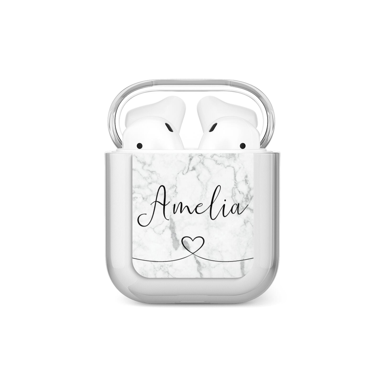 Marble with Custom Name AirPods Case