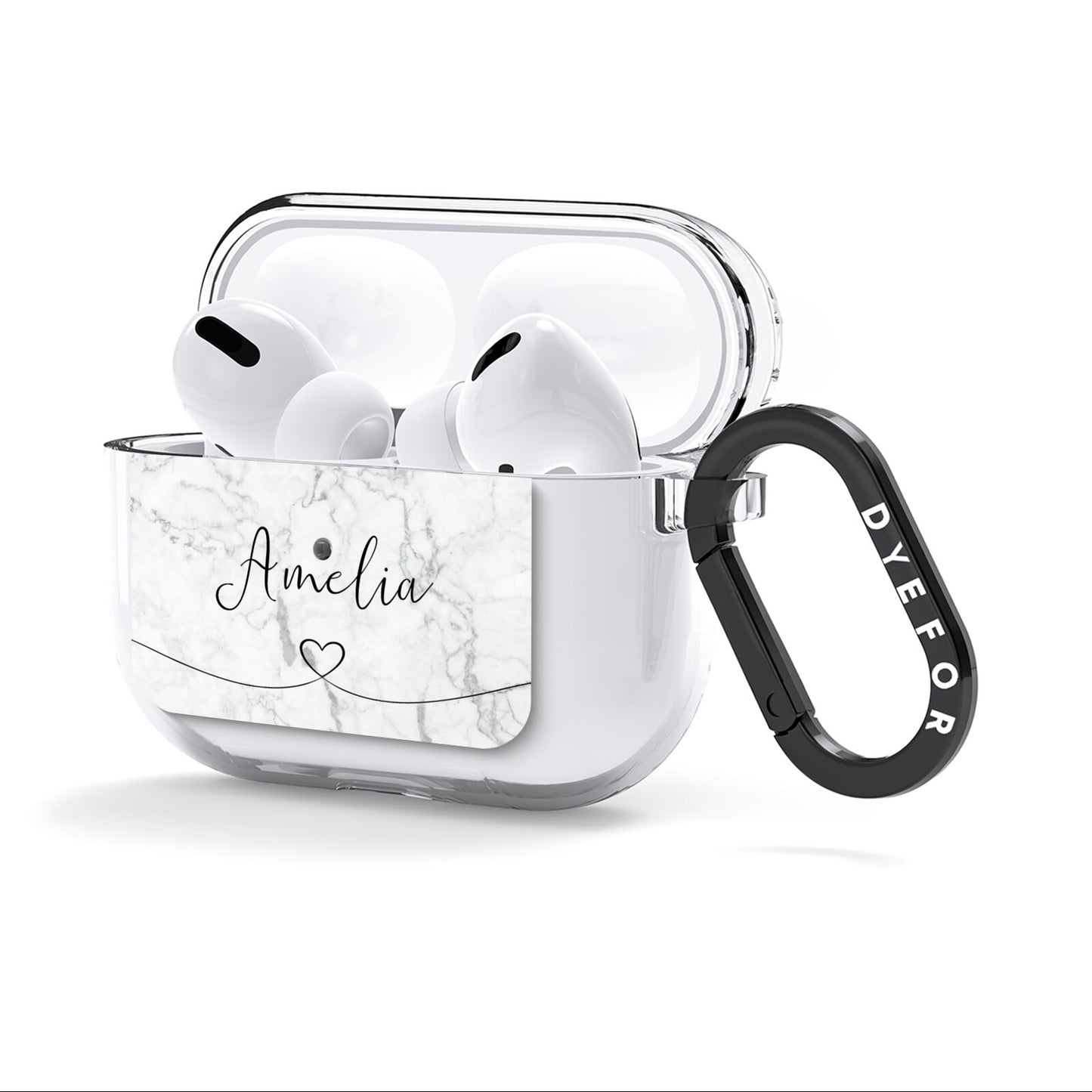 Marble with Custom Name AirPods Clear Case 3rd Gen Side Image