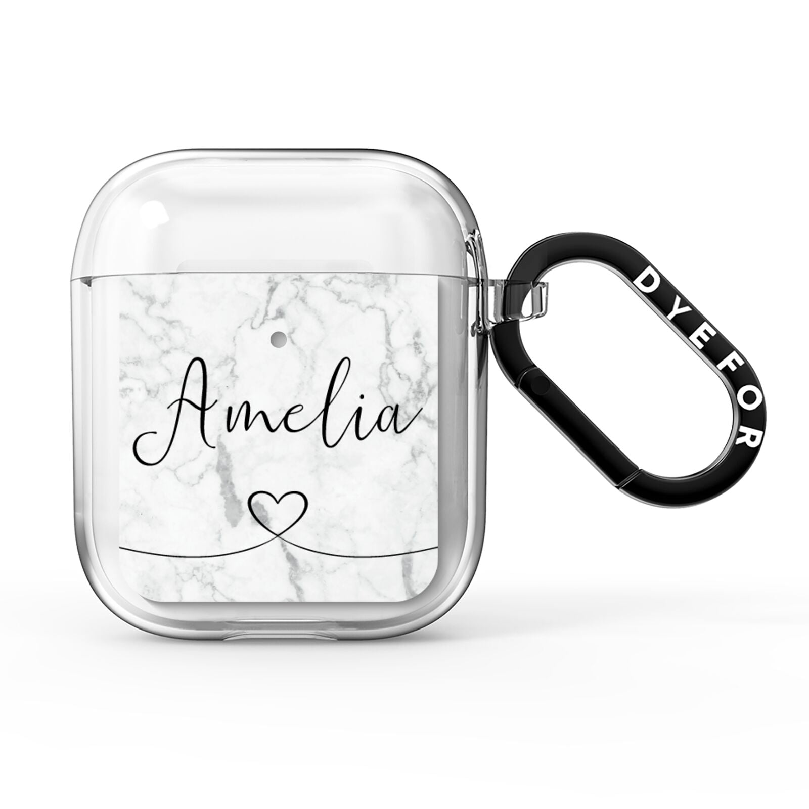 Marble with Custom Name AirPods Clear Case