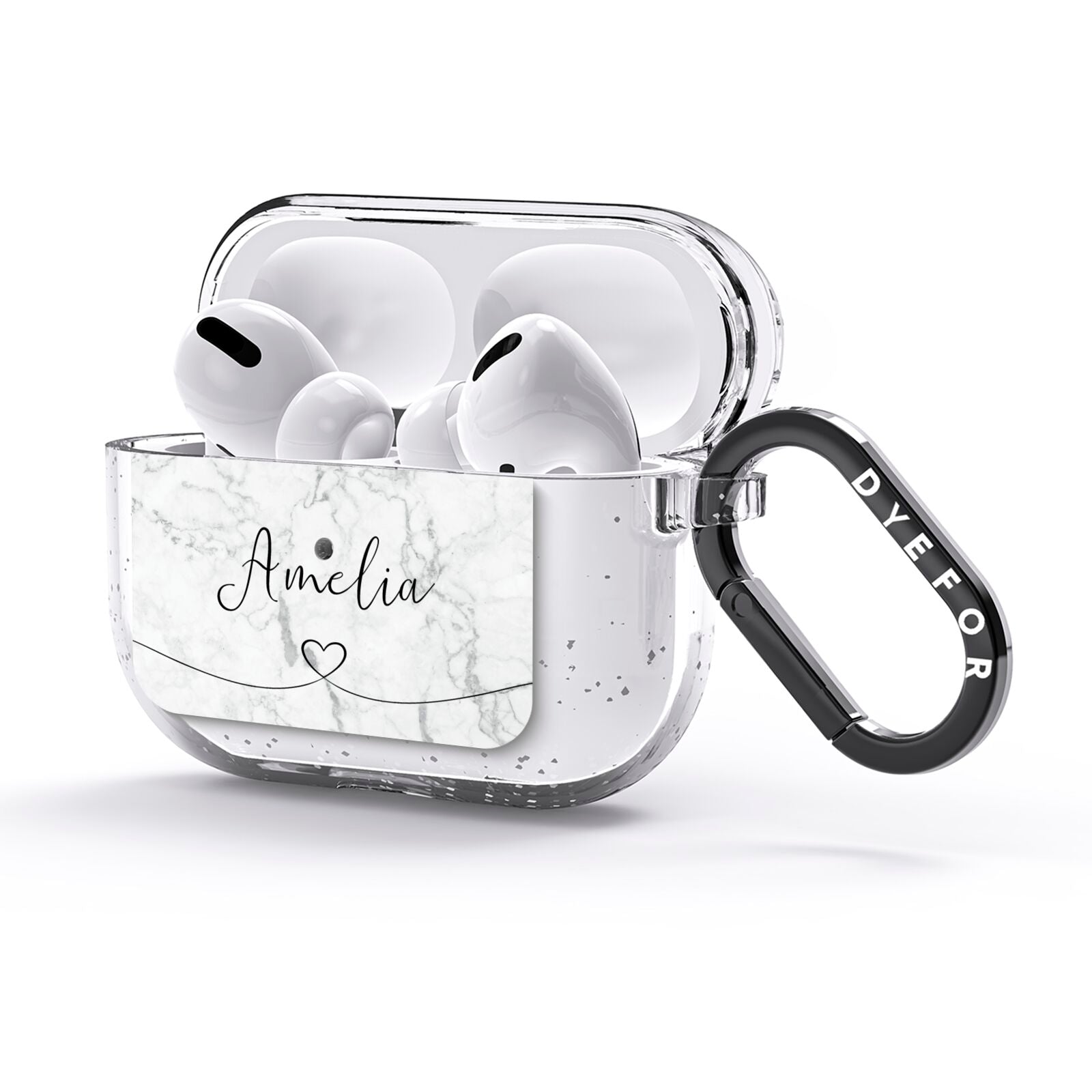 Marble with Custom Name AirPods Glitter Case 3rd Gen Side Image