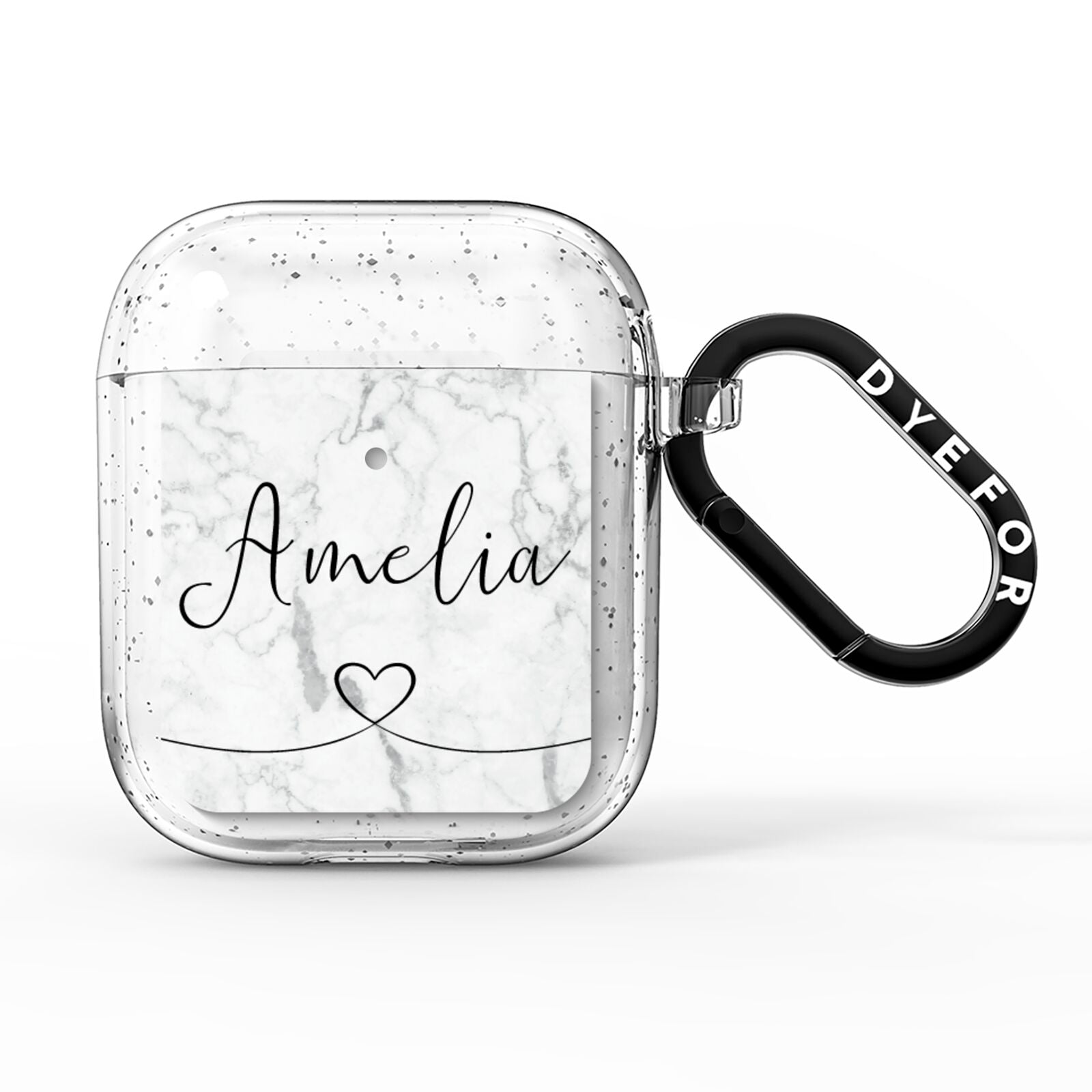 Marble with Custom Name AirPods Glitter Case