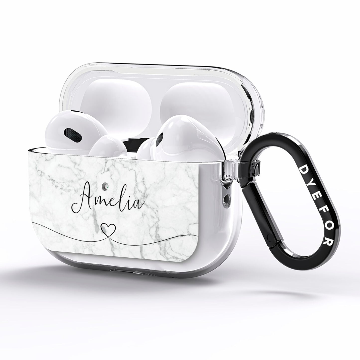 Marble with Custom Name AirPods Pro Clear Case Side Image