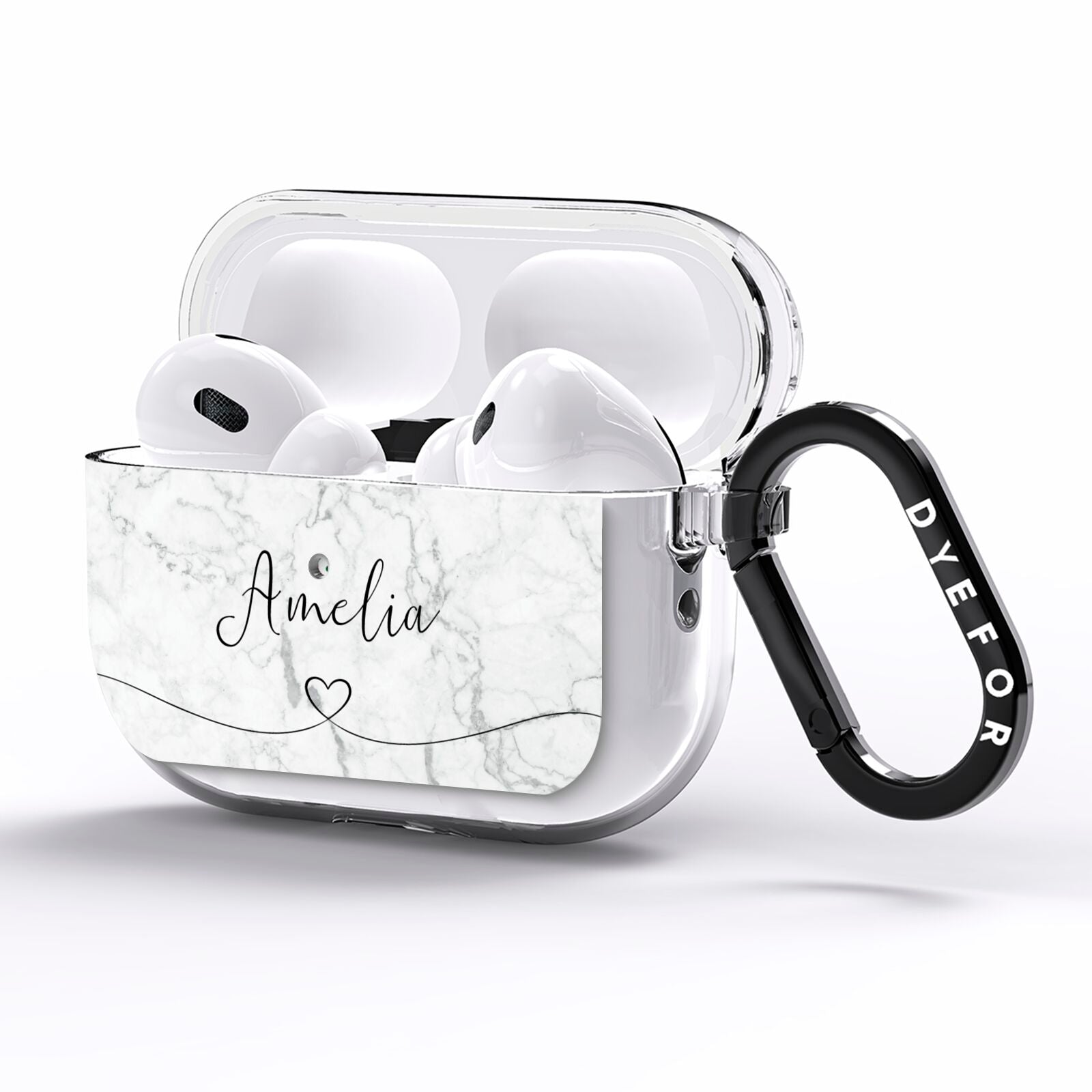 Marble with Custom Name AirPods Pro Clear Case Side Image