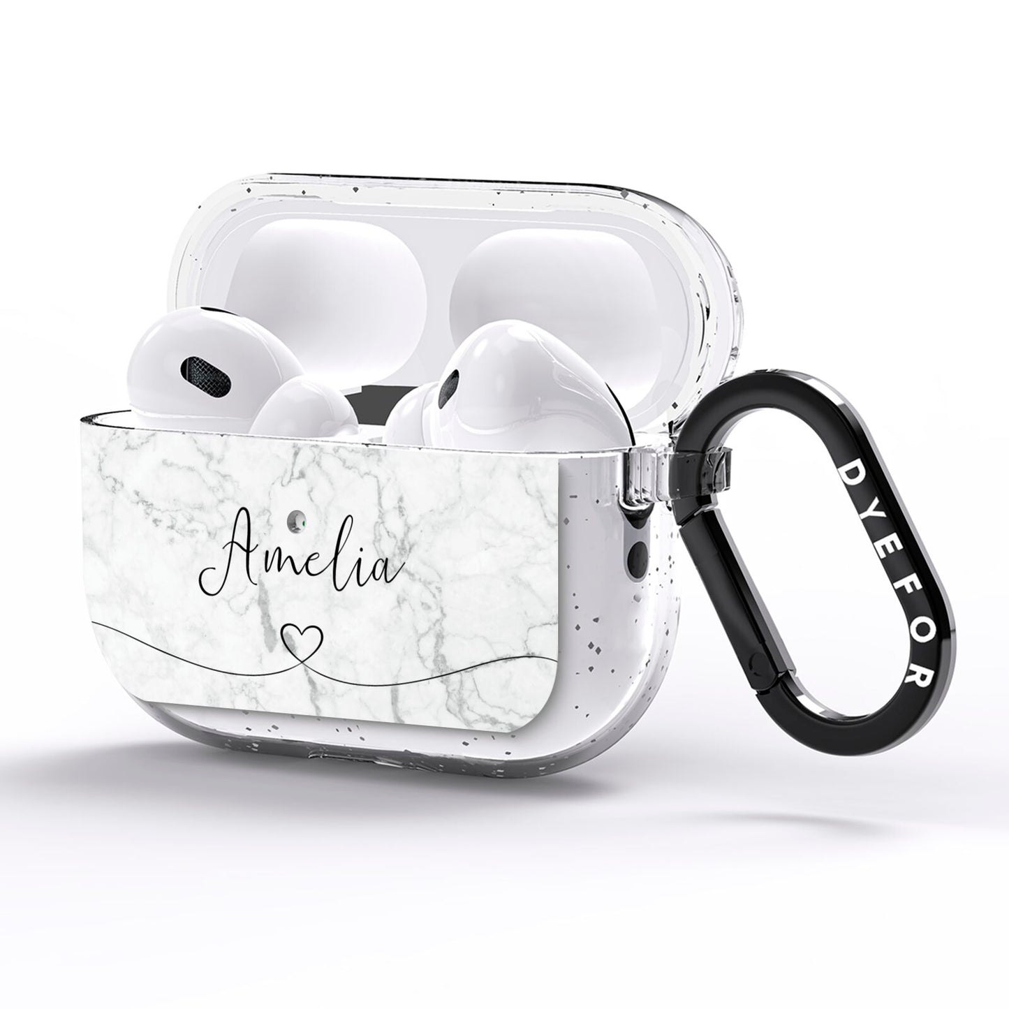 Marble with Custom Name AirPods Pro Glitter Case Side Image