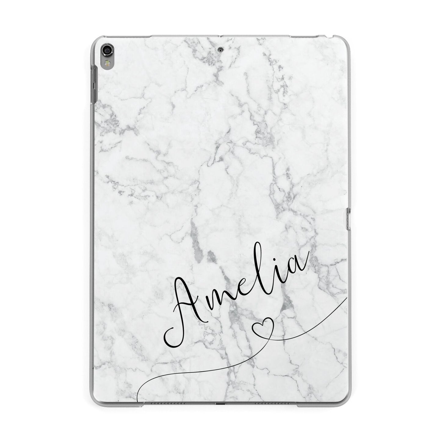 Marble with Custom Name Apple iPad Grey Case