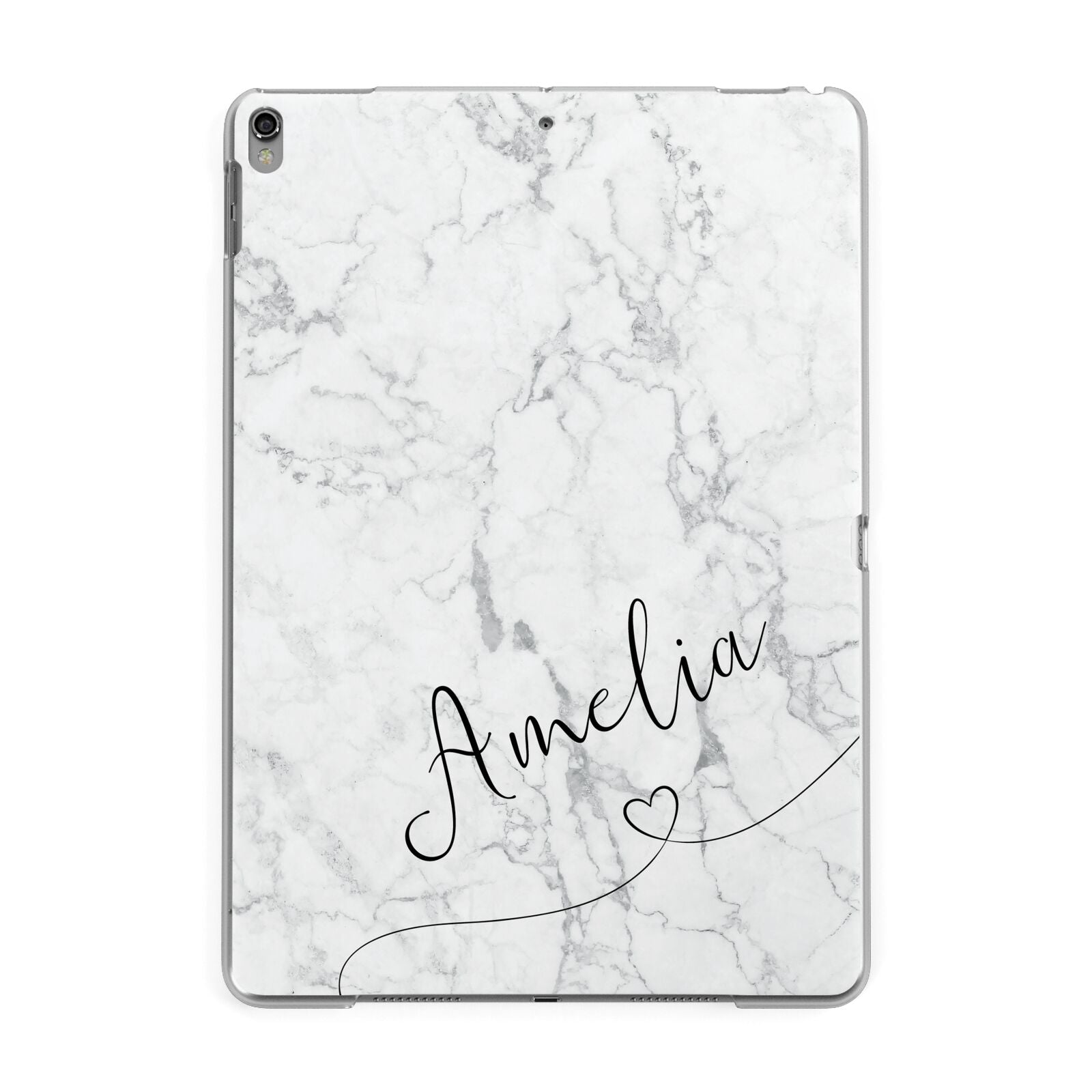 Marble with Custom Name Apple iPad Grey Case