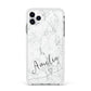 Marble with Custom Name Apple iPhone 11 Pro Max in Silver with White Impact Case