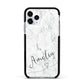 Marble with Custom Name Apple iPhone 11 Pro in Silver with Black Impact Case