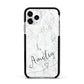 Marble with Custom Name Apple iPhone 11 Pro in Silver with Black Impact Case