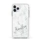Marble with Custom Name Apple iPhone 11 Pro in Silver with White Impact Case