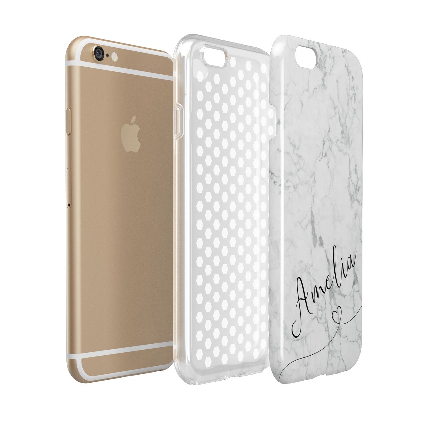 Marble with Custom Name Apple iPhone 6 3D Tough Case Expanded view