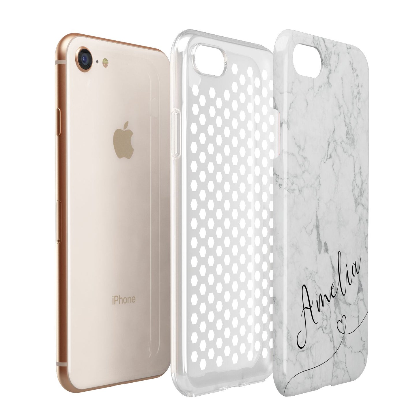 Marble with Custom Name Apple iPhone 7 8 3D Tough Case Expanded View