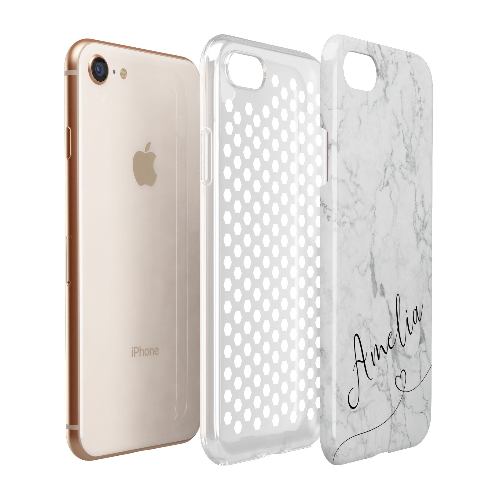 Marble with Custom Name Apple iPhone 7 8 3D Tough Case Expanded View