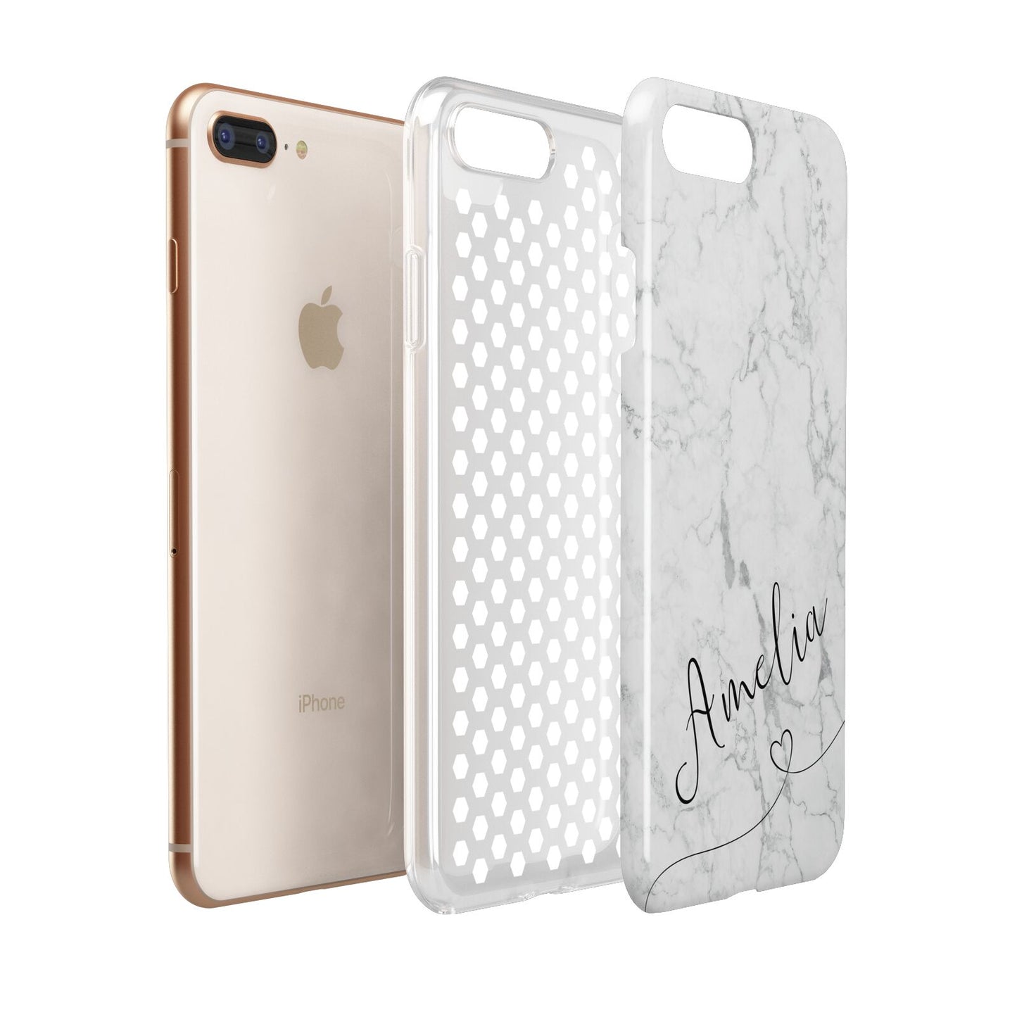 Marble with Custom Name Apple iPhone 7 8 Plus 3D Tough Case Expanded View