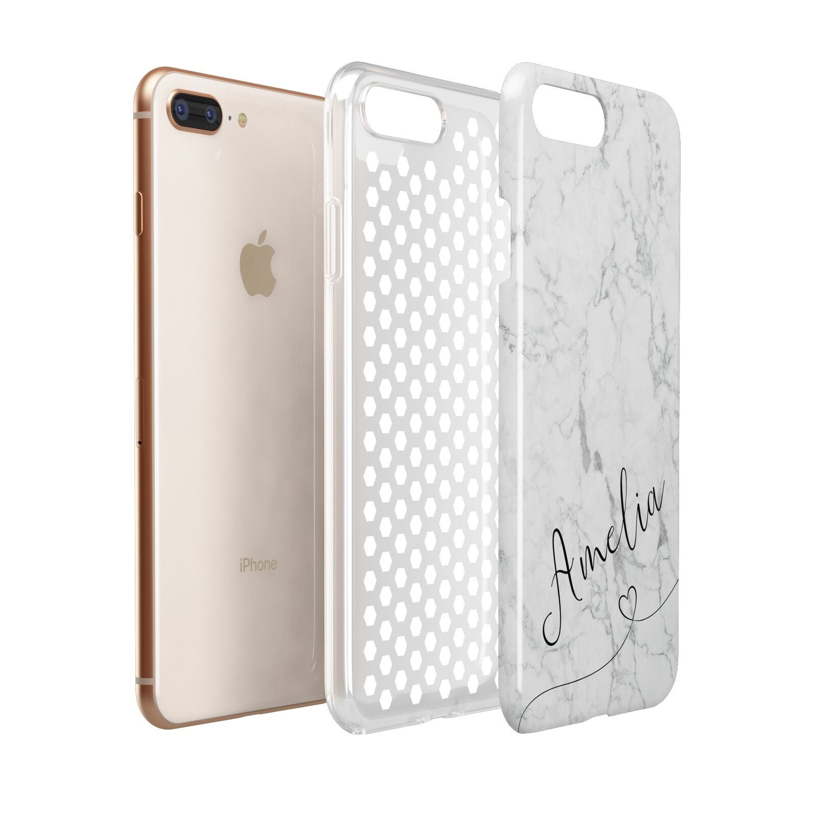 Marble with Custom Name Apple iPhone 7 8 Plus 3D Tough Case Expanded View